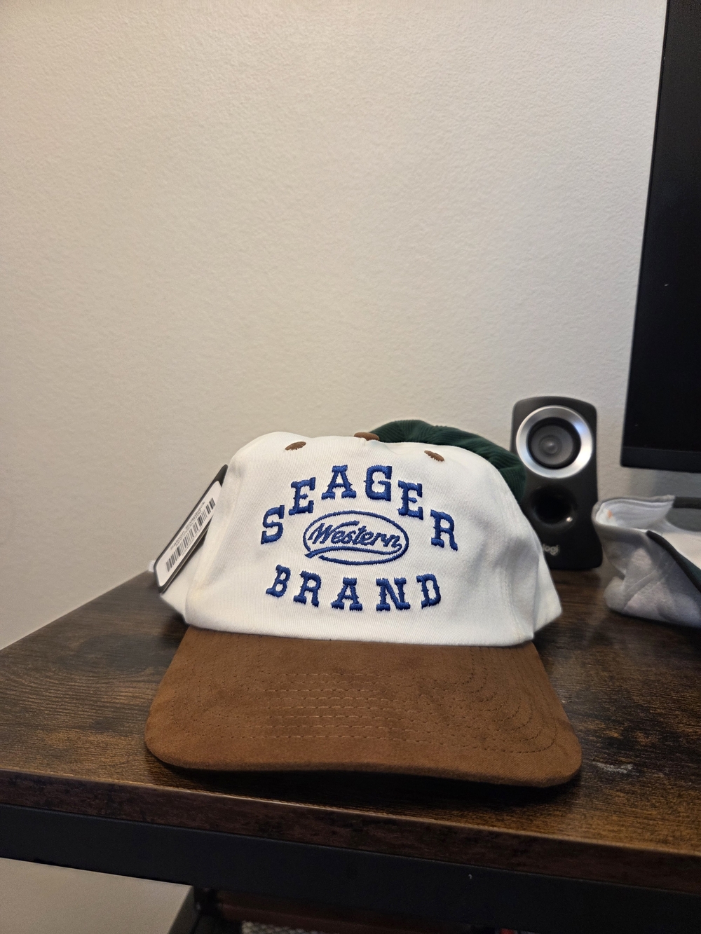 Seager Brand Western Logo Two-Tone Cap - White & Brown